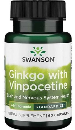 Swanson Ginkgo with Vinpocetine Standardized 60 Capsules