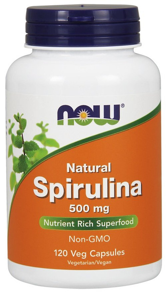 Now Foods Spirulina Natural 500mg Wspiera Układ Krążenia Immunologiczny i Detoksykację 120 Kapsułek