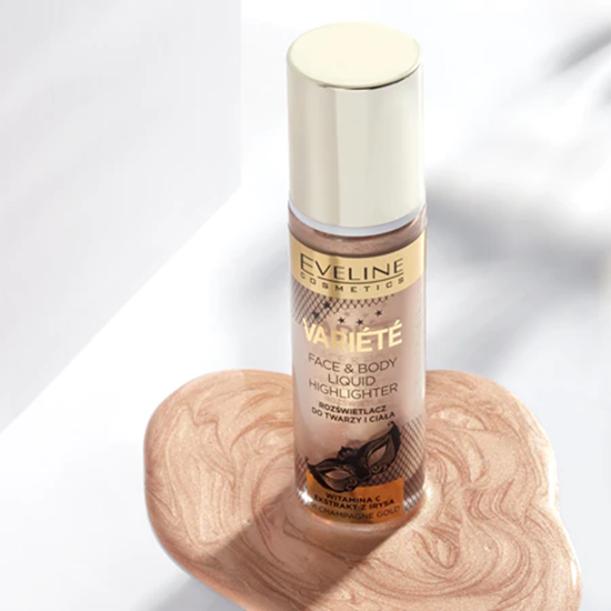 Eveline Variete Płynny Rozświetlacz do Twarzy i Ciała Nr 02 Rose Gold 30ml