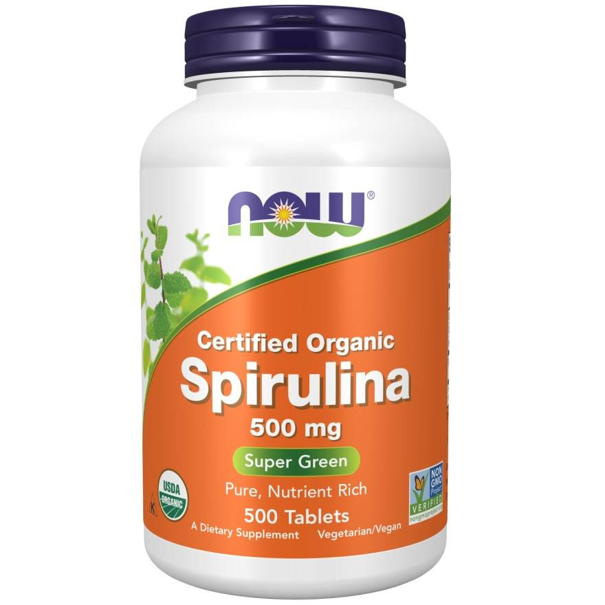 Now Foods Spirulina 500mg Wspiera Układ Krążenia Immunologiczny i Detoksykację 500 Tabletek