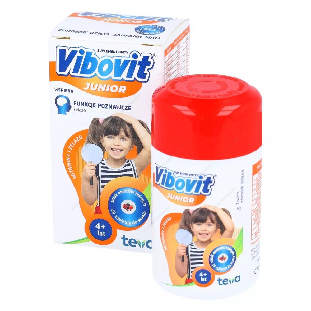 Vibovit Junior Vitamins + Iron Supports Child Development +4 Years 30 Pieces Best Before 31.12.24