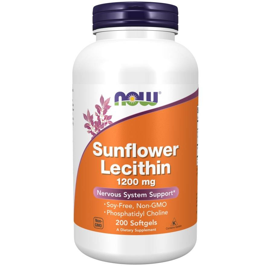 Now Foods Sunflower Lecithin 1200mg Lecytyna z Nasion Słonecznika 200 Kapsułek