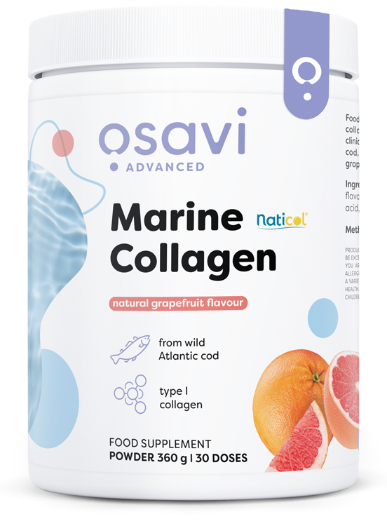 Osavi Marine Collagen Wild Cod Collagen Type I Fish from Wild Atlantic Cod Supports Skin Elasticity and Reduces Wrinkles Grapefruit 360g