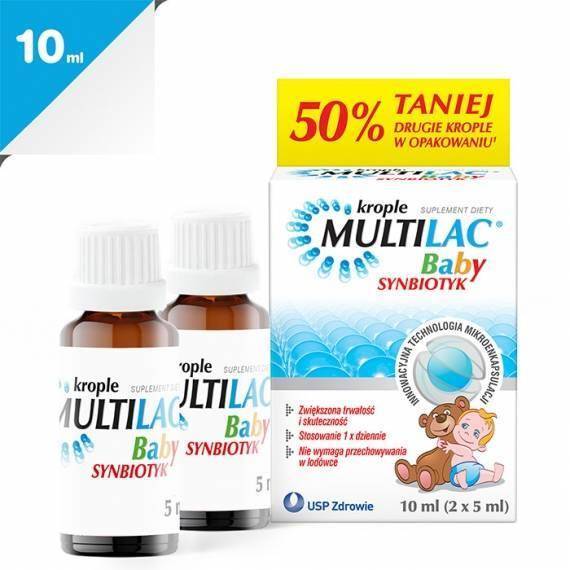 Multilac Baby Synbiotyk Krople Zwiększające Trwałość i Skuteczność 2x5ml