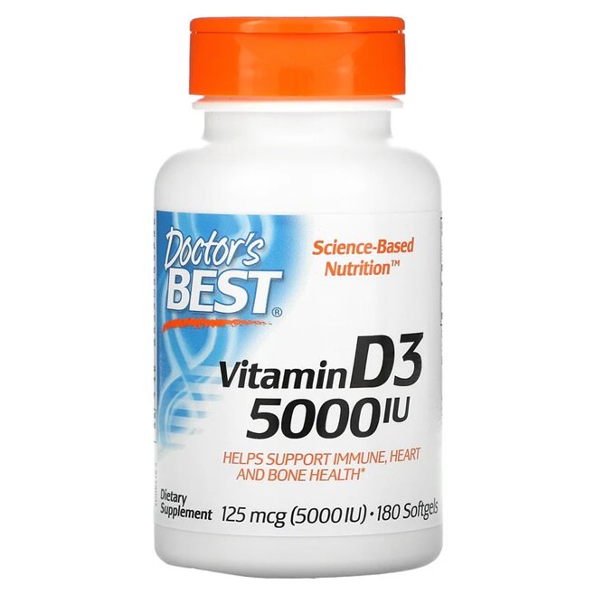 Doctor's Best Vitamin D3, 5000 IU 180 Softgels