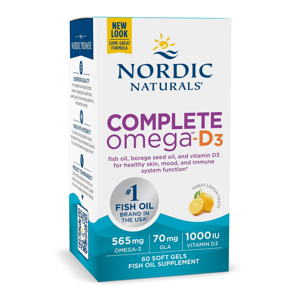 Nordic Naturals Complete Omega-D3 565mg Supports Immune System Heart & Brain Function Lemon 60 Softgels