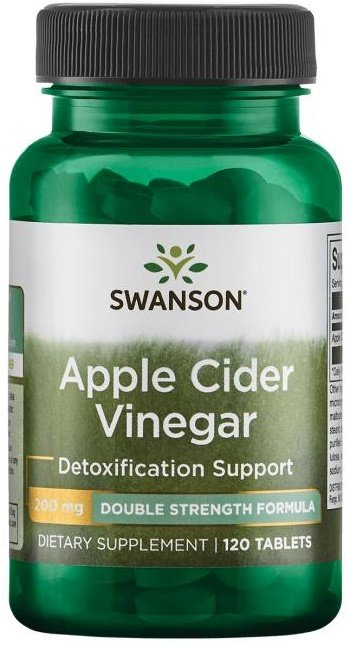 Swanson Apple Cider Vinegar 200mg Double-Strength Ocet Jabłkowy Wspiera Oczyszczanie Organizmu 120 Tabletek