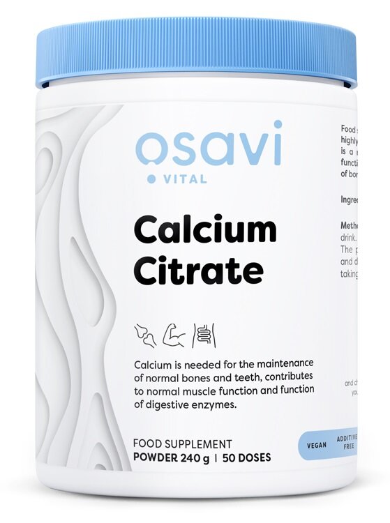 Osavi Calcium Citrate Powder Supports Bone and Muscle Health and Digestive Enzymes 240g