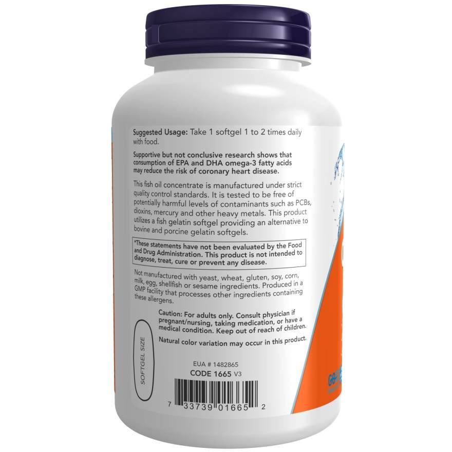 Now Foods Ultra Omega-3 Fish Gelatin Wspiera Pracę Mózgu 180 Kapsułek