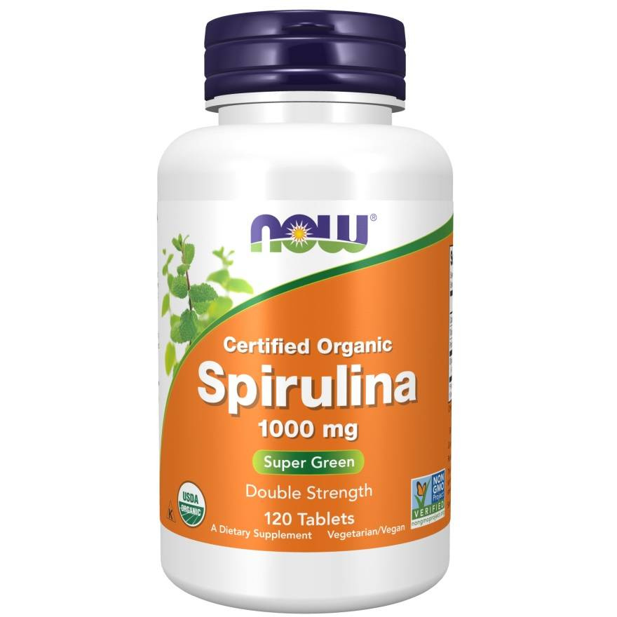 Now Foods Spirulina 1000mg Wspiera Układ Krążenia Immunologiczny i Detoksykację 120 Tabletek