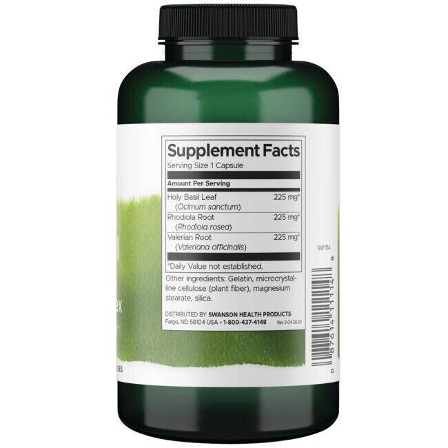 Swanson Rhodiola Holy Basil Valerian Stress Complex 180 Kapsułek