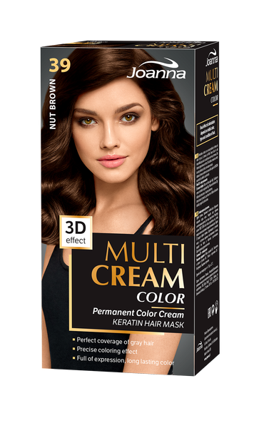 Joanna Multi Cream Trwały Intensywny Kolor Włosów Farba Pielęgnacja 39 Orzechowy Brąz