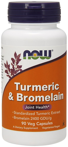 Now Foods Turmeric & Bromelain Supports Joint Health 90 Vcapsules