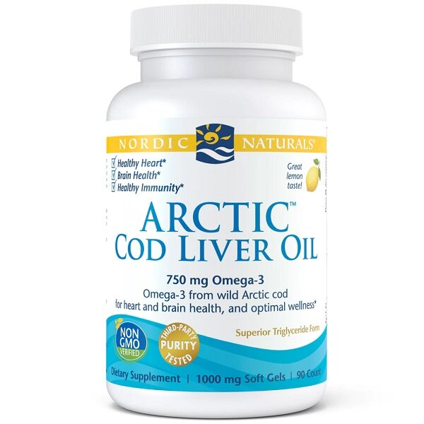 Nordic Naturals Arctic Cod Liver Oil 750mg Cod Liver Oil Heart Immunity Brain Support Lemon 90 Softgels