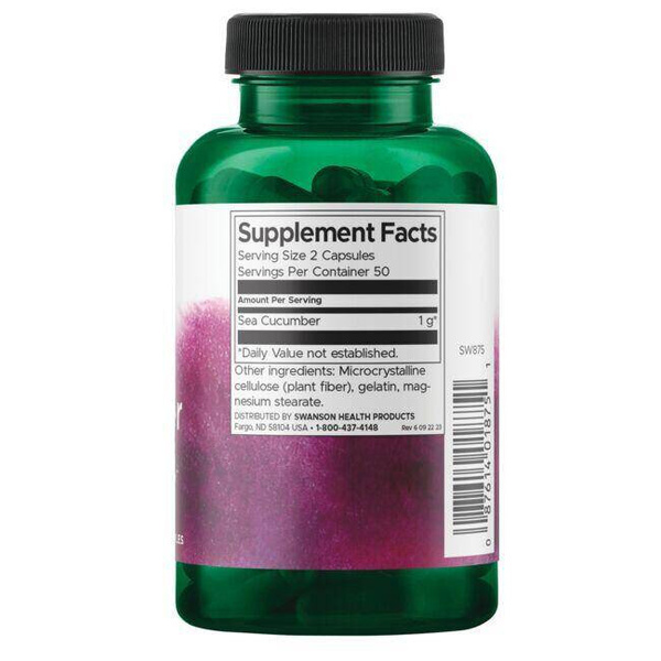 Swanson Sea Cucumber 500mg Skrzykwa Morska 100 Kapsułek