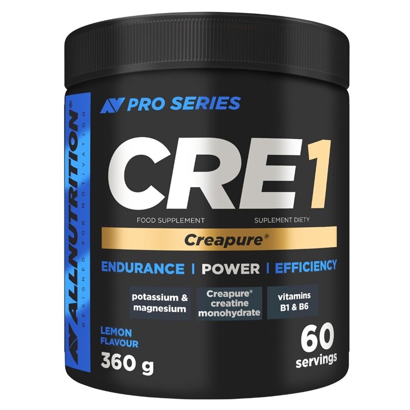 Allnutrition Pro Series CRE1 Zaawansowana Formuła Monohydratu Kreatyny z Witaminami i Minerałami Lemon 360g