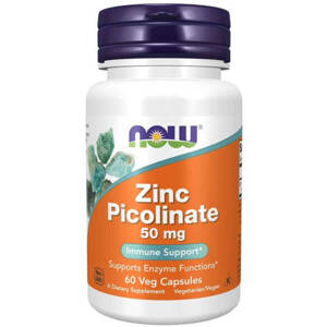 Now Foods Zinc Picolinate 50mg Supports Bone Hair Skin and Nail Health 60 Capsules