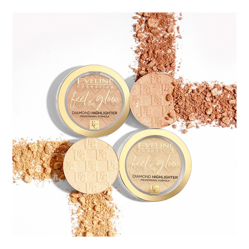 Eveline Feel the Glow Vegan Velvet Face Diamond Highlighter in Stone 01 Sparkle 5g