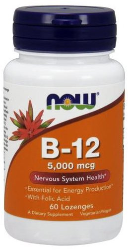 Now Foods Vitamin B-12 z Kwasem Foliowym 5000mcg 60 Kapsułek