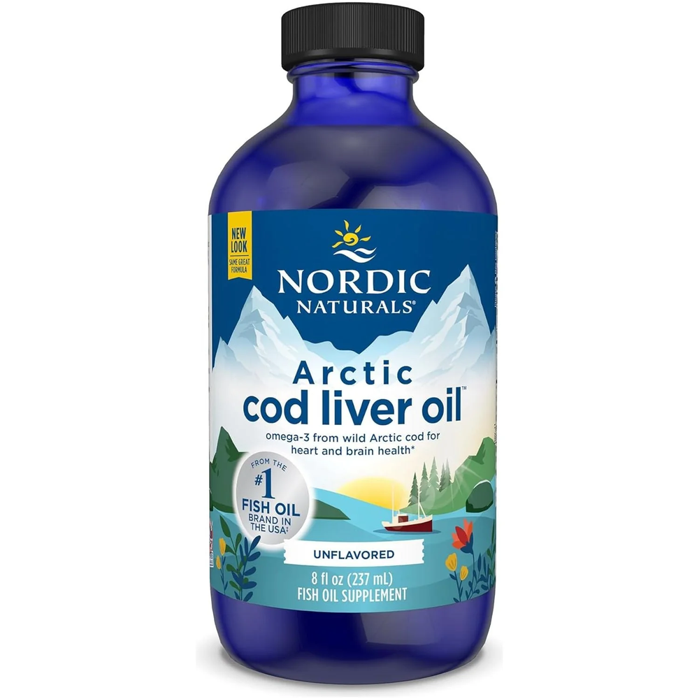 Nordic Naturals Arctic Cod Liver Oil Olej z Wątroby Dorsza Arktycznego Zdrowie Układu Odpornościowego Serca i Mózgu Smak Naturalny 237ml