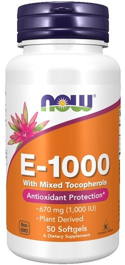 Now Foods Vitamin E-1000 Natural Mixed Tocopherols Wspiera Odporność 50 Kapsułek