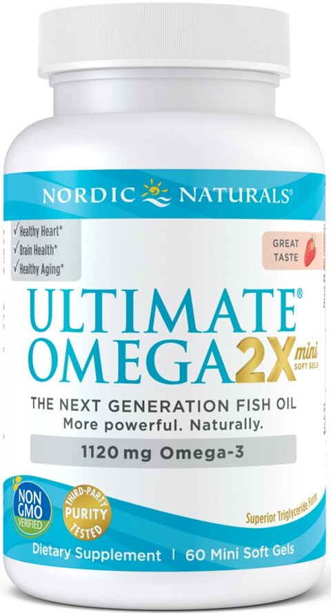 Ultimate Omega 2X Mini, 1120mg Strawberry - 60 mini softgels