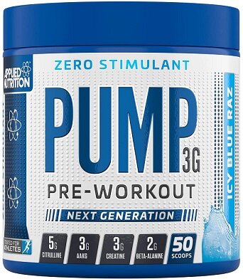 Pump 3G Pre-Workout (Zero Stimulant), Icy Blue Raz (EAN 634158794353) - 375g