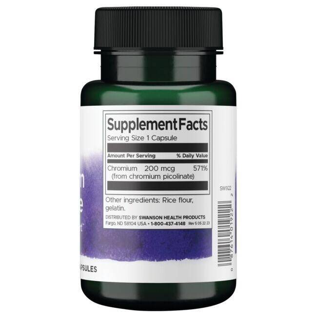 Swanson Chromium Picolinate 200mcg 100 Kapsułek