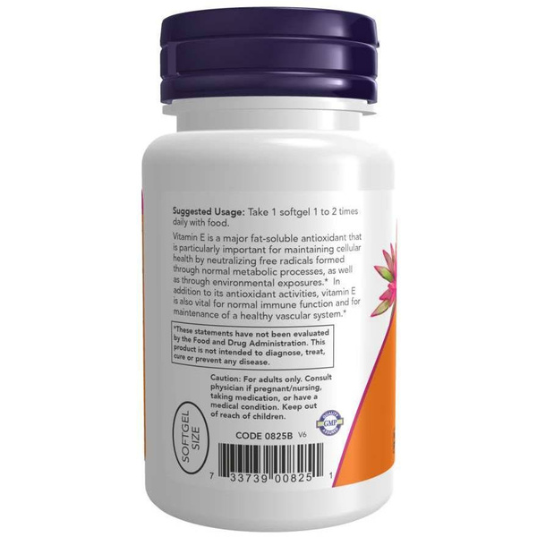 Now Foods Vitamin E-200 Natural Supports Immunity 100 Softgels