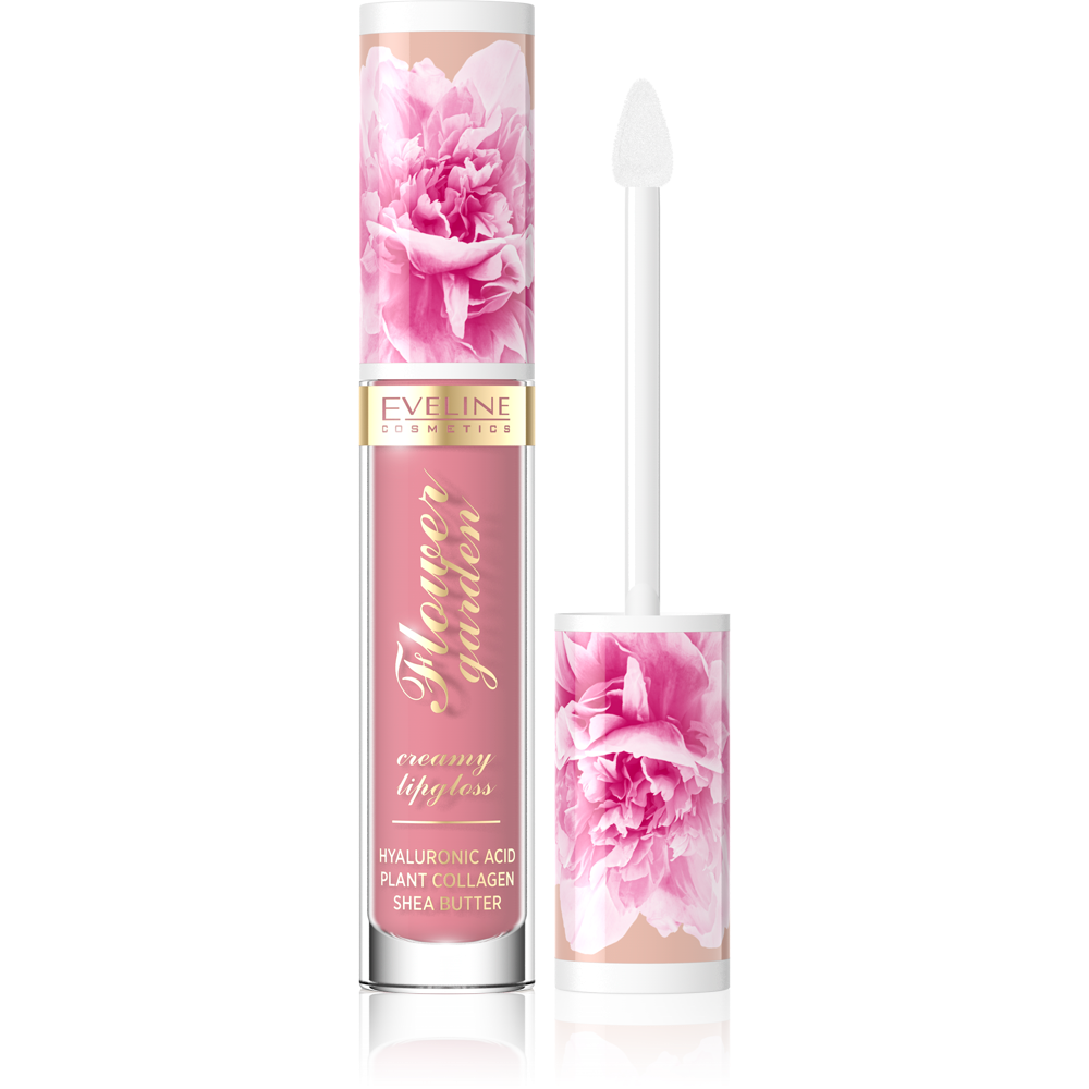 Eveline Flower Garden Kremowy Błyszczyk do Ust Nr 01 Delicate Rose Vegan 4,5ml