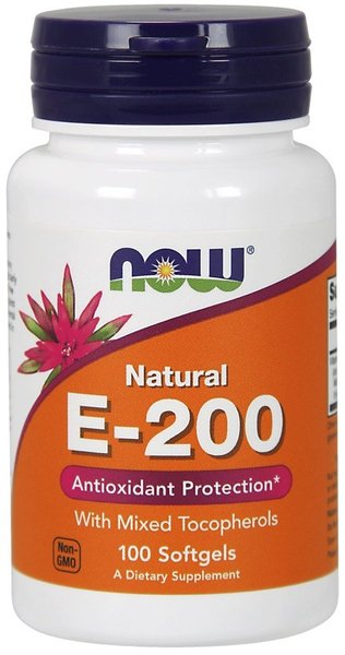 Now Foods Vitamin E-200 Natural Mixed Tocopherols Supports Immunity 100 Softgels