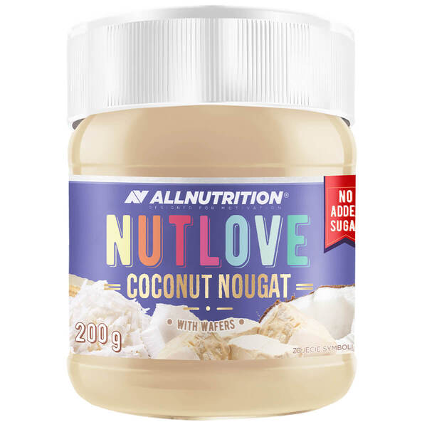 Allnutrition Nutlove Coconut Nougat with Wafers Krem o Smaku Kokosowo-Nugatowym z Kawałkami Wafelków 200g