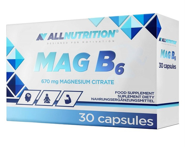 Allnutrition Mag B6 670mg Cytrynian Magnezu Witamina B6 30 Kapsułek