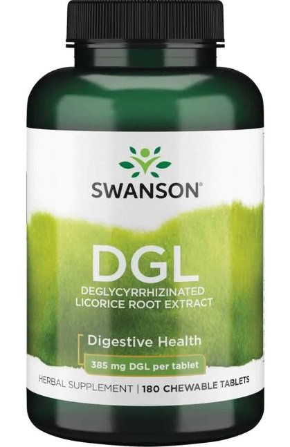 Swanson DGL 385mg Deglicyryzowana Lukrecja Wspomaga Łagodzenie Dolegliwości Żołądkowych 180 Tabletki do Żucia