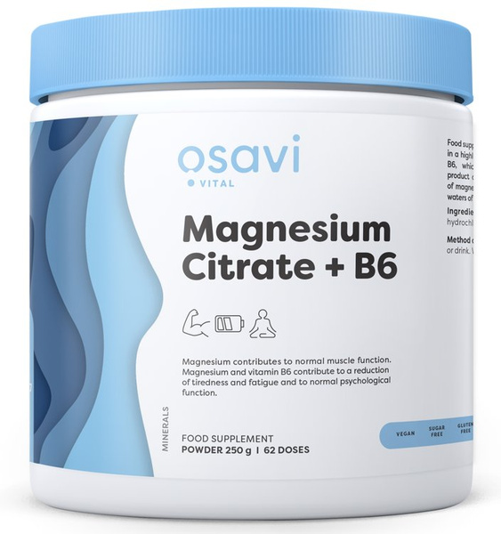 Osavi Magnesium Citrate + B6 Powder for Proper Muscle and Nervous System Function 250g