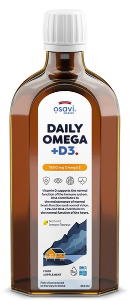 Osavi Daily Omega + D3 1600mg Omega 3 Natural Lemon 250ml