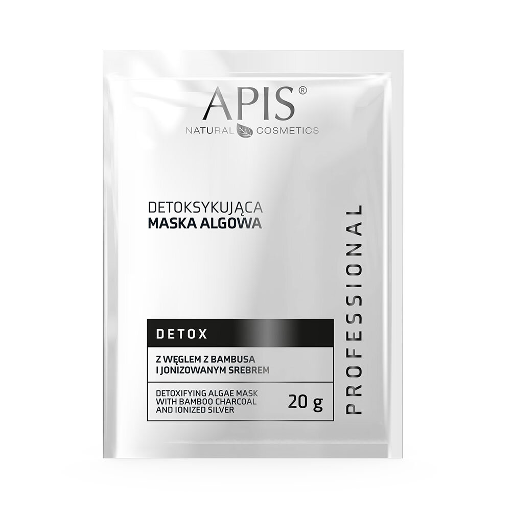 Apis Professional Detox Detoksykująca Maska Algowa z Węglem z Bambusa i Jonizowanym Srebrem dla Skóry Tłustej i Mieszanej 20g Best Before 31.12.24