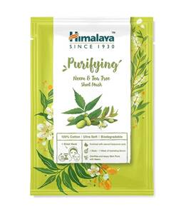 Himalaya Purifying Neem & Tea Tree Sheet Mask with Neem and Tea Tree Oil for Acne-Prone Oily Combination Skin 30ml