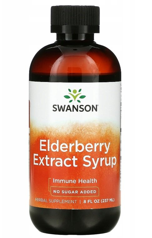 Swanson Elderberry Extract Syrup Syrop z Ekstraktu z Czarnego Bzu Wspomaga System Odpornościowy 237ml