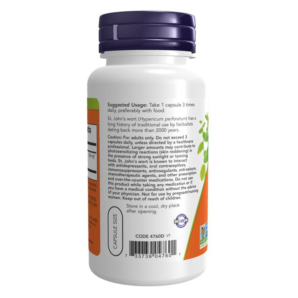Now Foods St. John's Wort 300mg Supports Urinary and Digestive System Soothes Nervous Tension 250 Vcapsules