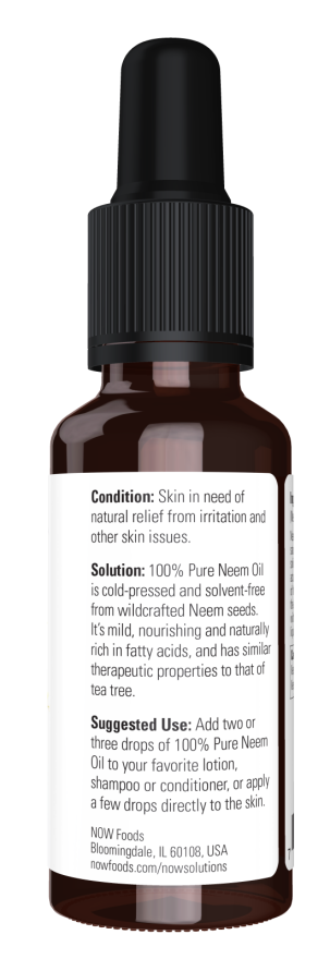 Now Foods Neem Oil 100% Pure 100% Czystego Neemu Oil dla Skóry Podrażnionej 30ml