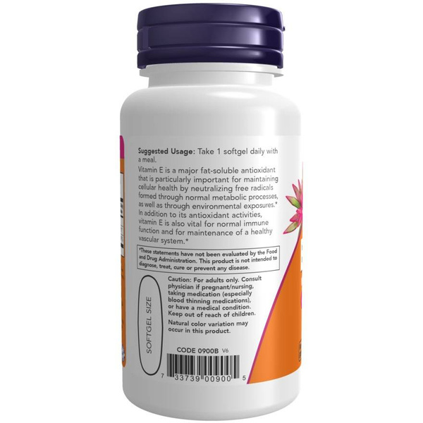 Now Foods Vitamin E-1000 Natural Mixed Tocopherols Wspiera Odporność 50 Kapsułek