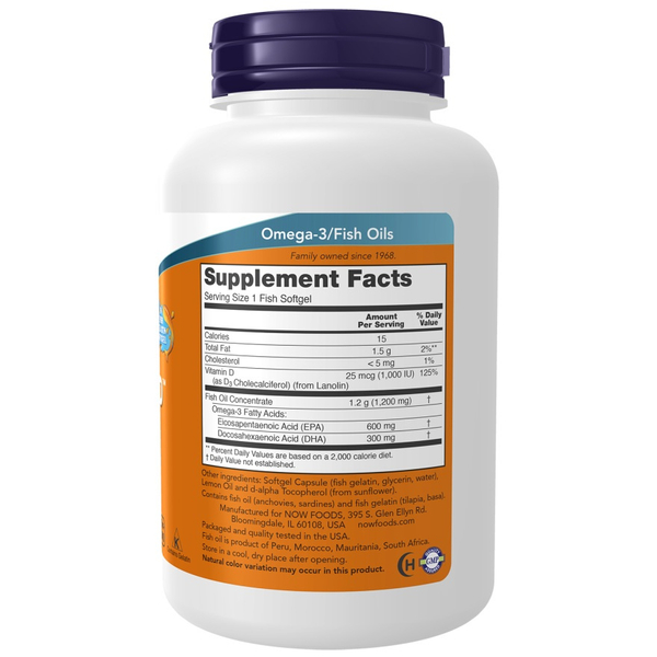 Now Foods Ultra Omega 3-D z Witaminą D-3 Wspomaga Odporność i Pracę Mózgu 90 Kapsułek