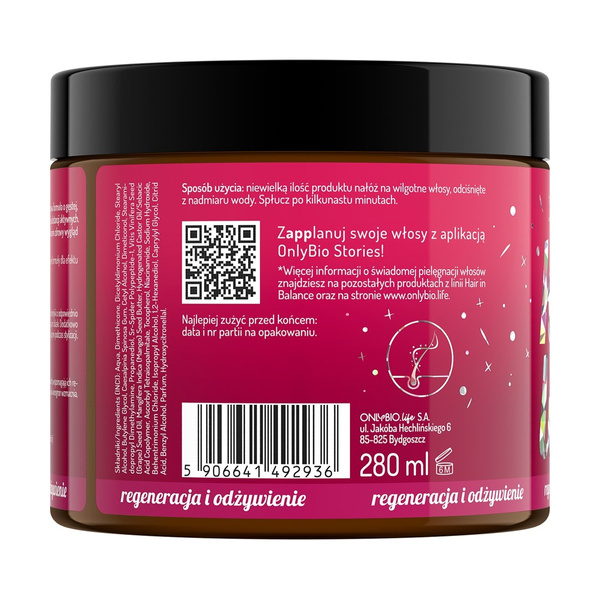 OnlyBio Hair in Balance Color Mask - Regenerating Treatment 280ml