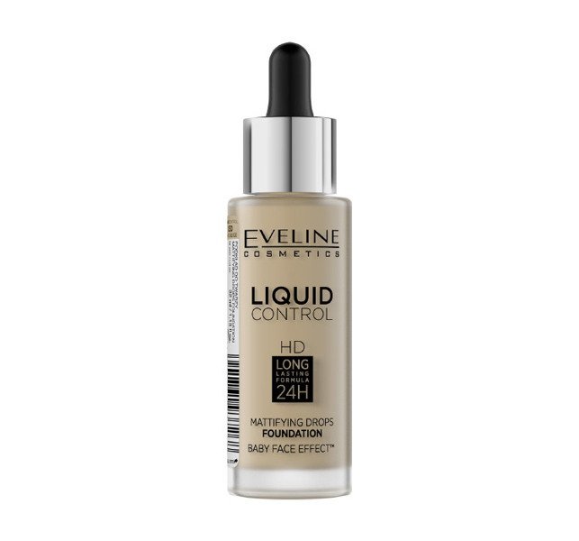 Eveline Liquid Control Mattifying Drops Face Foundation Light Vanilla 32ml 