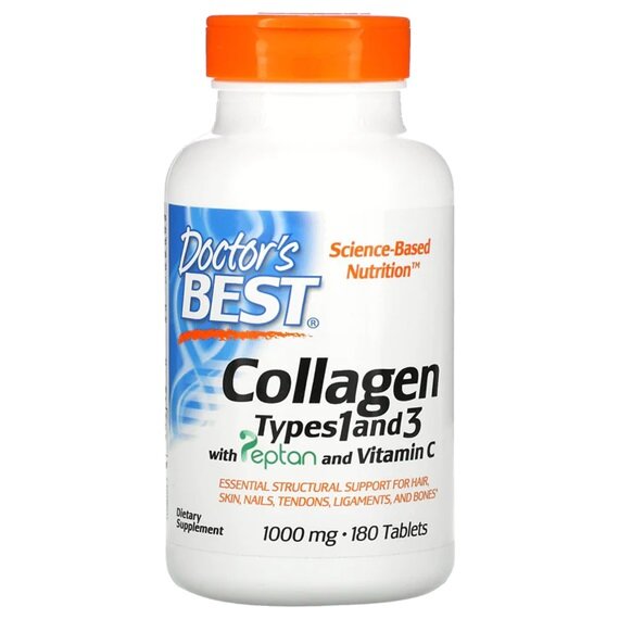 Doctor's Best Collagen Types 1 and 3 with Peptan and Vitamin C 1000mg 180 Tablets