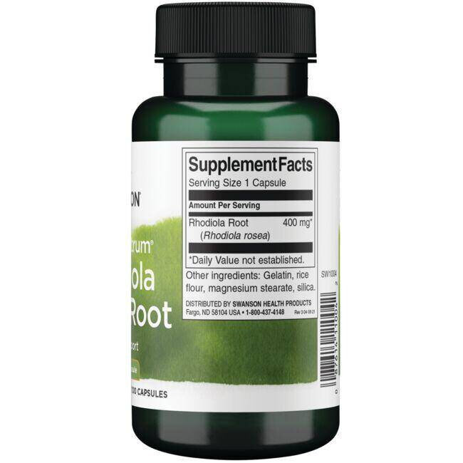 Swanson Rhodiola Rosea Root 400mg 100 Capsules