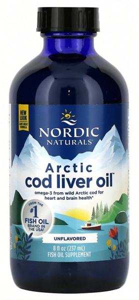 Nordic Naturals Arctic Cod Liver Oil Olej z Wątroby Dorsza Arktycznego Zdrowie Układu Odpornościowego Serca i Mózgu Smak Naturalny 237ml