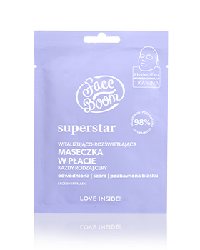 Face Boom Superstar Witalizująca i Rozświetlająca Maseczka w Płachcie do Każdego Rodzaju Cery 1 Sztuka