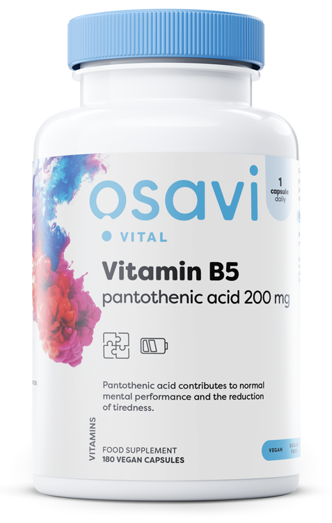 Osavi Vitamin B5 Pantothenic Acid 200mg Supports Mental Performance 180 Vegan Capsules